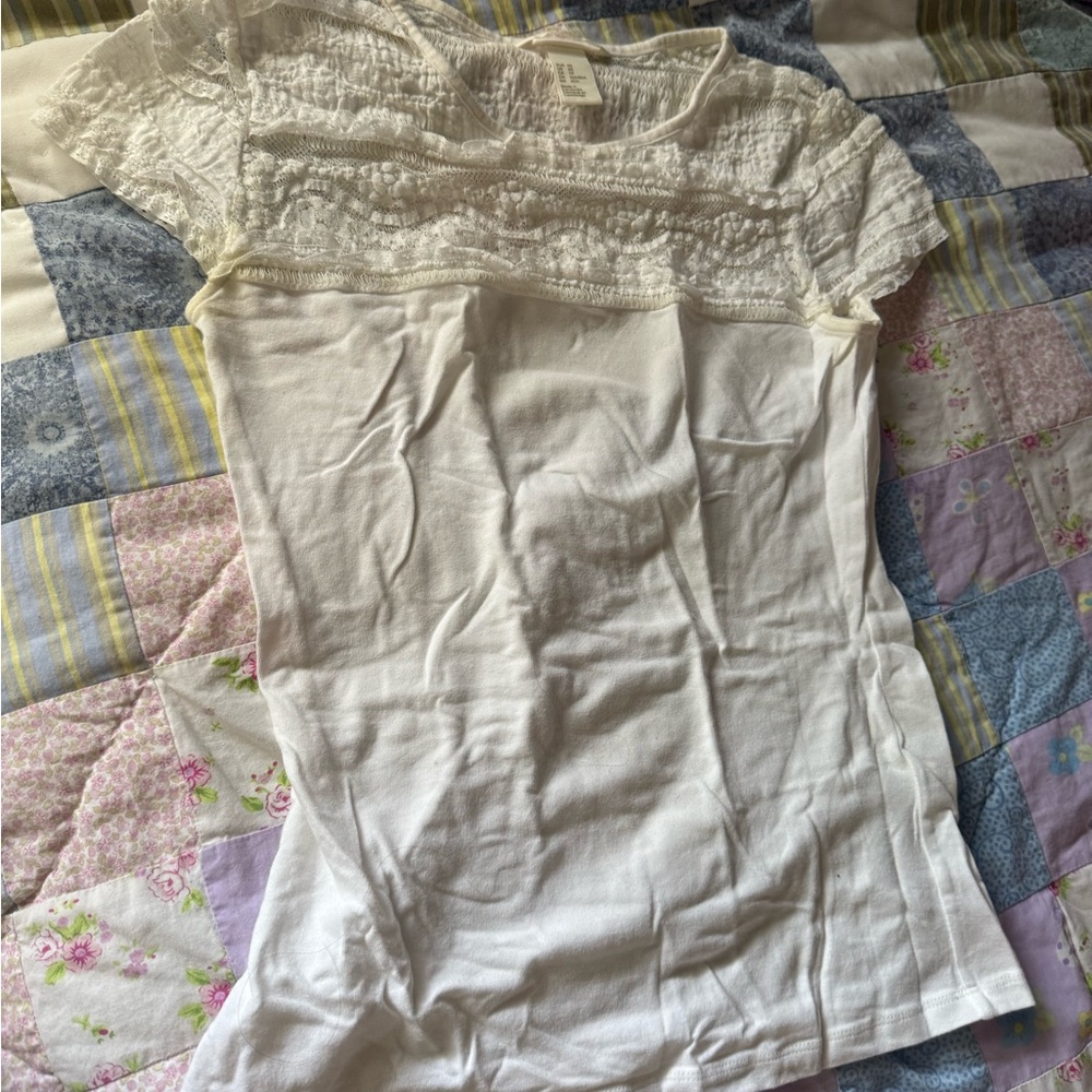 H&M Cream Lace Detail Blouse